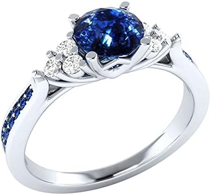 Женски прстени моден елегантен елегантен четири канџи сафир цирконски ангажман прстен накит за жени модни прстени прстени за венчавки