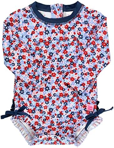 Rufflebutts® бебе/дете девојки со долг ракав со едно парче костим за капење со UPF 50+ заштита од сонце