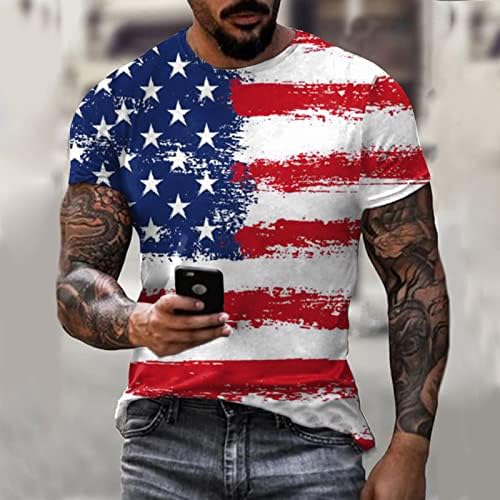 Краток ракав на војникот на Беу за маица со американско знаме Ретро патриотски мускулен тренинг Атлетика на 4-ти јули, врвови на врвови