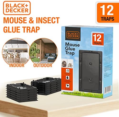 Стапици на глувци со црна+декер и стапици на глувчето во затворен простор за лепливи стапици за глувци за глувци, мали стаорци, муви, лебарки