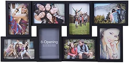 Меланко 24 x 12 инчи 8 рамка за отворање на фотографии со фотографии, прикажува четири фотографии од 4x6 и четири 6x4 инчи, црна