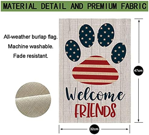 Среќно куче градина знаме за кучиња шепи за печатење добредојде градинарско знаме дворско знаме Четврто јули патриотски спомен