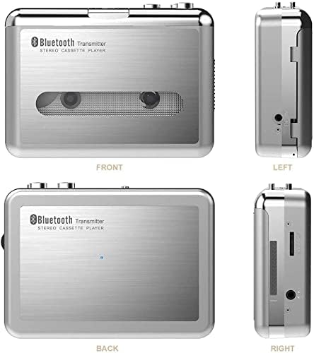 Walkman Cassette Player Bluetooth со слушалки, преносен лента плеер Компактен стерео аудио музика безжичен излез со Bluetooth до слушалки/звучникот,