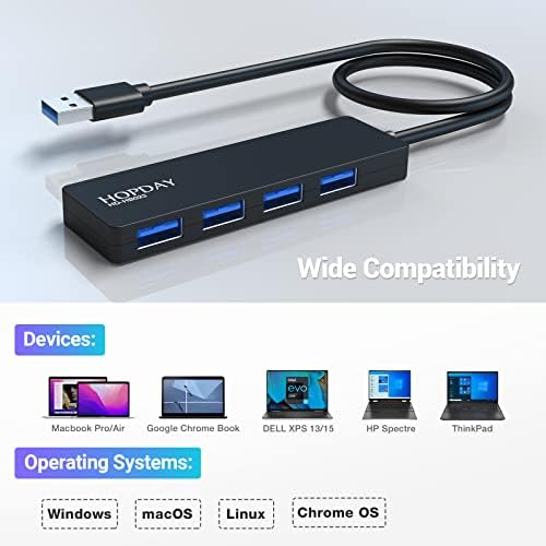 HOPDAY 4 ПОРТ USB Центар, USB 3.0 Центар Ултра-Тенок за iMac Pro/MacBook Pro/Mac Mini / Површина Про/XPS/Лаптоп КОМПЈУТЕР