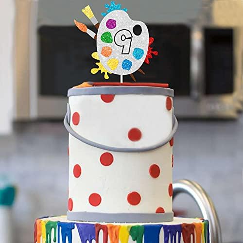 9-ти Лигите Торта Топер - Уметност Тематските Палета Сликарство Графи Момче Девојка Среќен Роденден Декорации Материјали-Девет Години Роденден