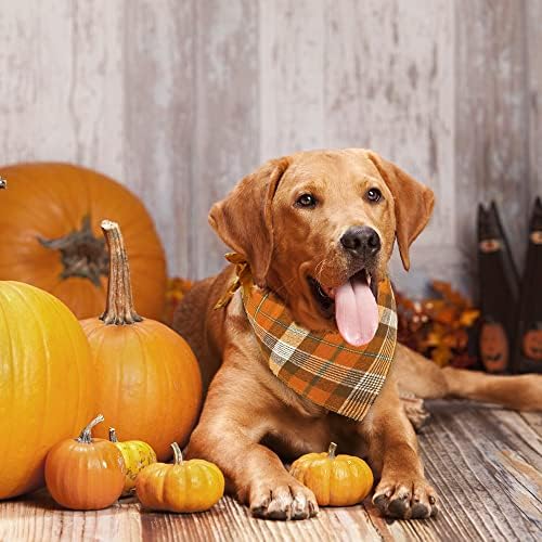 Јујун 2 пакет есен за домашно милениче кучиња бандана Денот на благодарноста есенска карирана карирана ткаенина со двоен слој реверзибилен