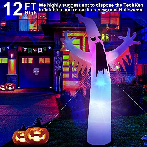 Techken 12ft Ноќта на вештерките надувување на отворено застрашувачки дух надувување со блиц LED диоди на надувување на надувување