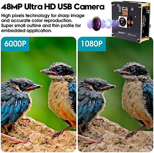 IFWATER 48MP USB Камера Модул 6000P Ултра HD Автофокус 70 Степен Неискривена Леќа, Брзо Автоматски Се Фокусира Јасно Видео Lightburn