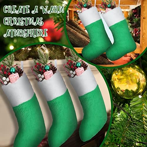 10 компјутери Божиќни чорапи кадифени кадифени виси Божиќно порибување со бела манжетна од 15 инчи класични големи декорации за порибување