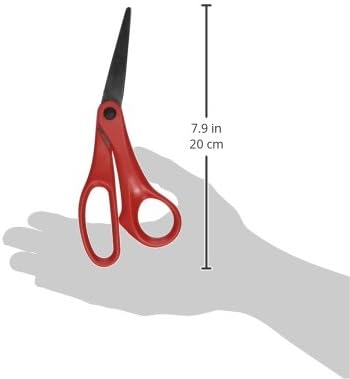 Ножици со мала тежина во училишна вредност, 7 инчи, свиткана рачка, црвена боја