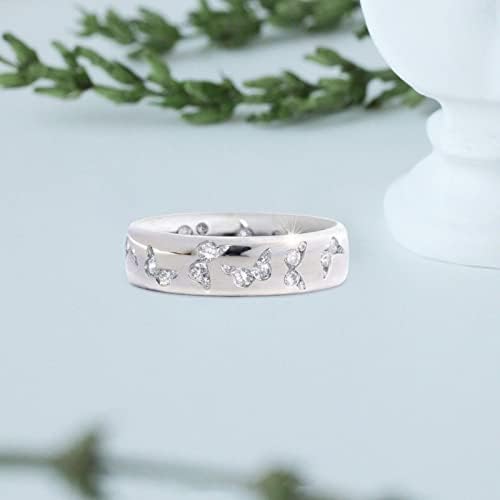 Прстени за жени 2023 година роденденски подароци дијамантски кристален облик прстен дијамант бутерфл гроздобер прстен кристал
