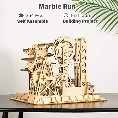 Robotime 3D дрвена загатка мозочна играчка играчка играчка Механички запчаници уникатни занаетчиски комплети кула со челични топки