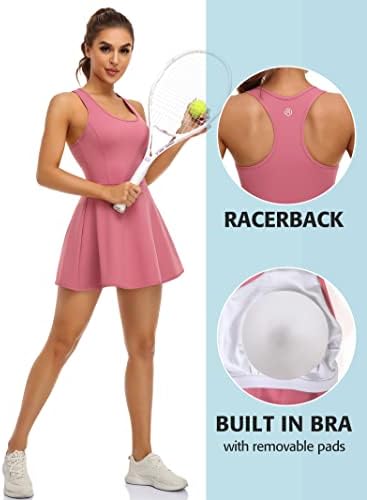 Тениски фустан Атрако за жени со шорцеви и вграден во тренингот за тренинзи во градник со џебови
