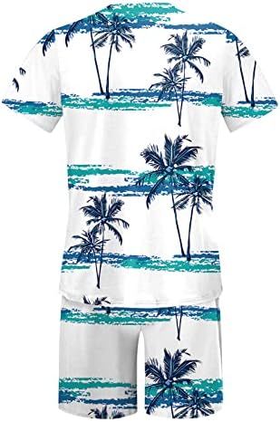 2023 Нови мажи пролетен летен костум на плажа со краток ракав за спорт, спортски печатен кошула краток сет 2 парчиња, сет со кошула со