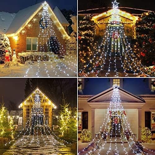 Fairylee Christmas Star String Lights, Божиќни украси на отворено starвездени светла со 345 LED 8 режими за новогодишна елка