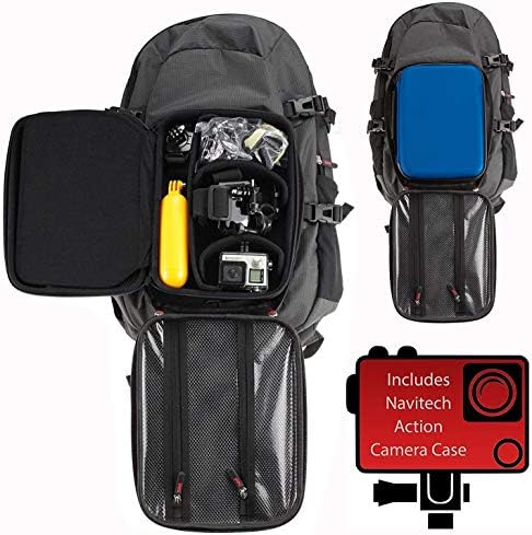 Ранец на ранец на фотоапаратот на Navitech Action и сина боја со интегрирана лента за градите - компатибилен со Action Camera SJCAM SJ8 со двојна