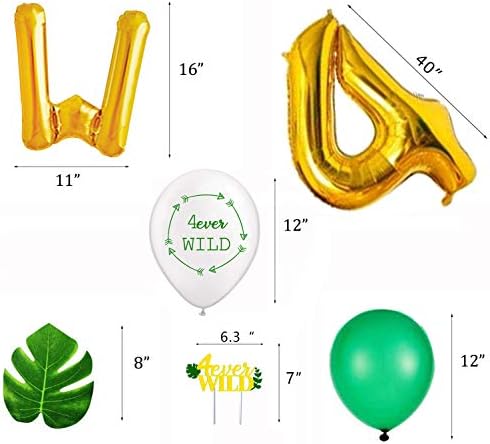 Четворица Диви Роденденски Украси Комплет, 16 инчи НЕКОГАШ Диви Балони, 40 инчи 4 Балони, 4 Диви Торта Врвот со 4 Диви Латекс Балони.