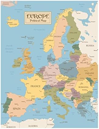 Гроздобер мапа на Европа Травел светски политички мапи Градови во детално мапи постери за wallидна мапа уметност wallид декор географска