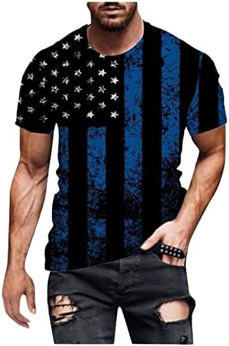Машка маица, 4 -ти јули Смешни маички Графички 3Д печатење летни врвови во САД Американски знаме Денот на независноста на Денот на знамето