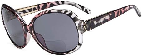 Eyekepper Заштедете 10% на 2 пакувања Бифокални очила за сонце од сонцето мода преголема розова желка +1,50