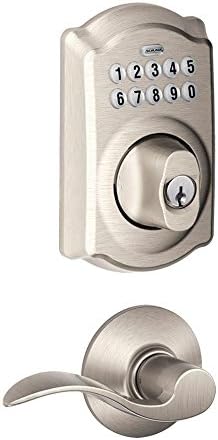 Schlage FBE365 Schlage v CAM 619 ACC Camelot Satin Nickel Keypad Combo Combo Pack со лост на акцент