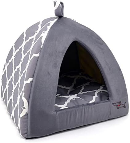 Пет шатор -мек кревет за кучиња и мачки од најдобрите материјали за миленичиња - сива решетка, 19 x 19 x H: 19