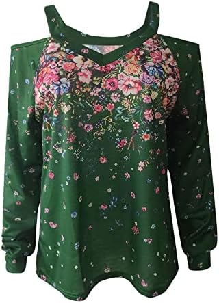 Удобни Убави Цветови Блузи За Ладно Рамо На Дами Мека Блуза Полиестер Зимски Моторџиски Блузи Со Широки Ракави