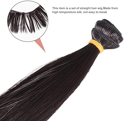 Нолитој 5 парчиња перики за кукли DIY DIY DOCL MAKE HARTER SCRANT STROVIGHER HAIR EXTANSES IMITATION DOLL коса за DIY занает 15см црно