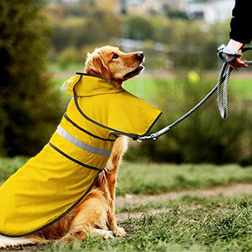 KJEC DOG RAINCAIT, кучиња јакна од дожд, кучиња мантил за големи кучиња, дожд од дожд за кучиња, качулка со рефлексивна лента, лесен за носење,