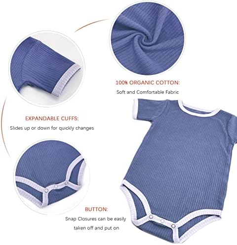 Babyимонда Бебе каросерија, момчиња за девојчиња, родова неутрална облека за бебиња, органски памук, пакет од 2