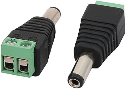 AEXIT 5PCS Дистрибуција на завртки Електрично фиксирање DC Power 5.5mm x 2,1 mm машки конектор за CCTV камера