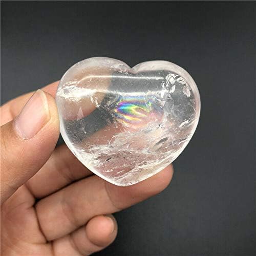 Seewudee AG216 1PC Природно бело кварц во форма на срцеви кристални палми, лековити примероци подароци природни камења и минерали Подарок
