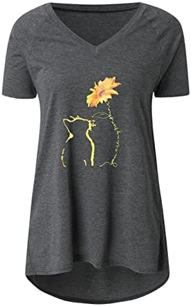 Летна есенска блуза маица за дами облека краток ракав против вратот памучен графички салон маичка hv hv