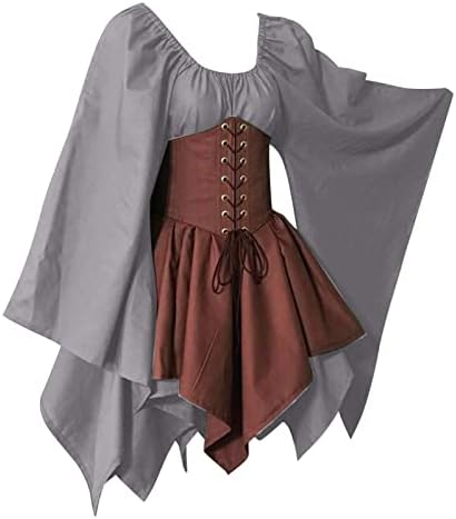 PBNBP Средновековни ренесансни фустани со корсети Ноќта на вештерките елф самовила облеки од пеперутка Неправилна пом