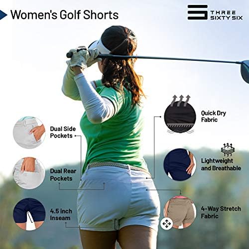 Три шеесет шеесет женски шорцеви за голф 4 ½ инчи - Брзи суви активни шорцеви со џебови, атлетски и дише