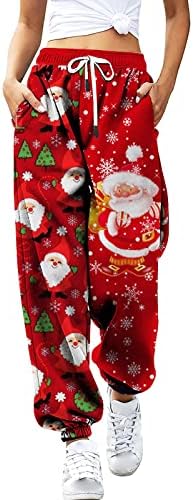 Christmasените Божиќни печати џемпери истегнати еластични половини на дното на дното џемпери снегулка лабава вклопени обични џемпери