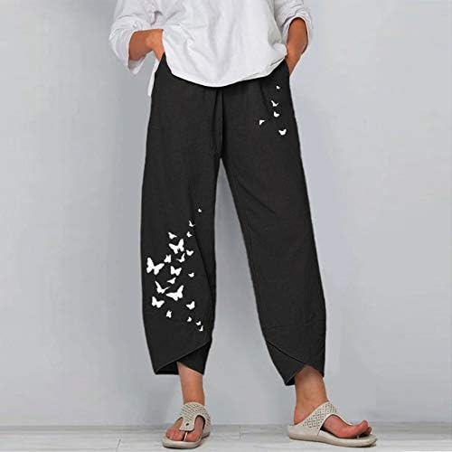 Енху тинејџерски постелнина панталони Обични панталони за жени везени печати директно лето за летни панталони 2023 облека 0k