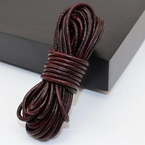 5 метри 3 мм тркалезна/рамна оригинална кожна жица за накит што прави ѓердан кабел DIY занаети наоди ретро јаже жица