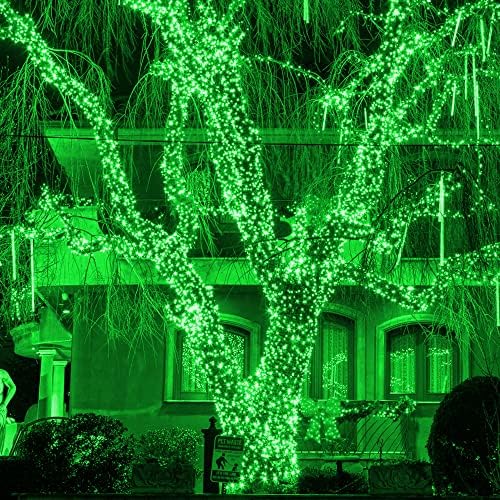 TW сјај зелени Божиќни светла, 200 LED 66ft Надворешни божиќни светла се приклучуваат со 8 режими, водоотпорна зелена жица Св. Св. Патрик светла