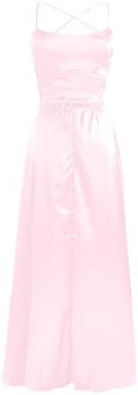 Женски вечерни фустани секси шпагети ленти високи половини формални наметки фустан моден цврст страничен слој макси долги фустан