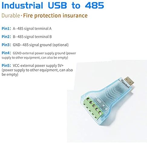 Конвертор на Feanteek USB во RS485, RS485 адаптер FT232RL Брза комуникација Поддршка Modbus Industrial RS485 Converter со Windows 10 8