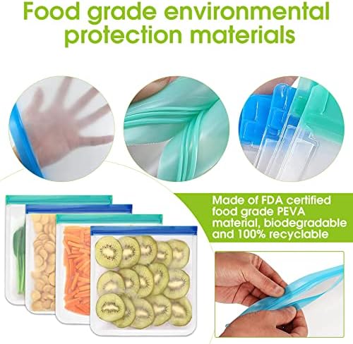 Ломсиј 7 Пакувајте Вреќи За Складирање Храна За Повеќекратна Употреба Лесно Запечатување Спречете Протекување Замрзнувач ПЕВА Патент