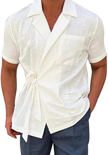 Летна машка фустан кошула мажи мода пролет лето лето -случајна кратка ракав вратот на вратот печатени маици врвни еден