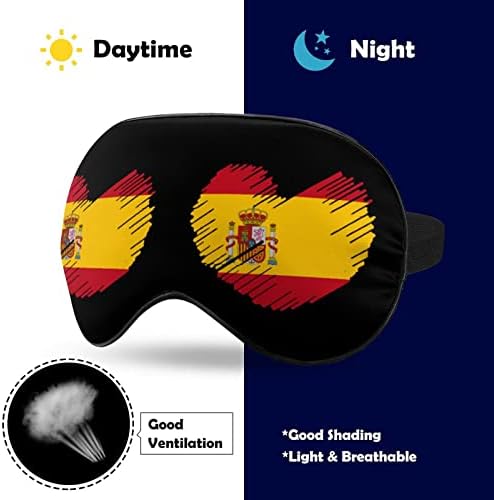 Шпанија знаме во форма на срцева печати маска за очите Блокирање на маска за спиење со прилагодлива лента за работа за смена за спиење