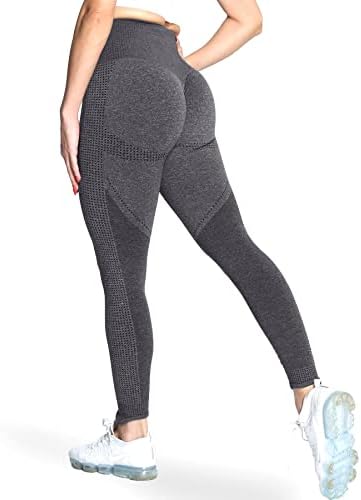 Aoxjox жени со високи половини со џебови со џебови Беспрекорен гребење за кревање теретана за вежбање витални панталони за јога