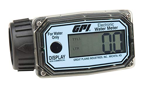 GPI 01N31LM најлонски турбина на вода Мерач на вода со дигитален LCD дисплеј, 10-100 LPM, 1-инчен FNPT Inlet/Outlet