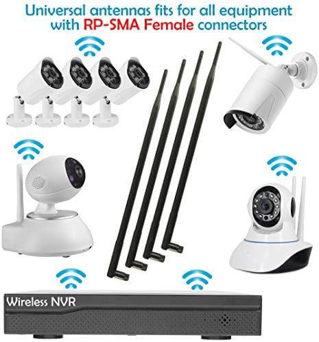 4 компјутери на Универзална 9DBI Wi-Fi 2.4/5GHz двојна опсег RP-SMA машки антени за проширување за IP безжичен безбедносен рутер и CCTV HD Wireless