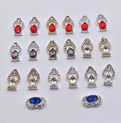 LIFOOST 20 парчиња луксузен стил на нокти привлечности злато и сребро Мал капка скапоцен камен дизајни 3Д накит за уметност за нокти за женски