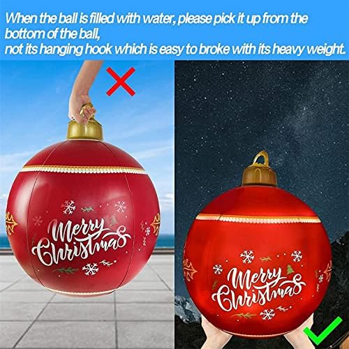 ПВЦ божиќна гигантска топка со далечински управувач со батерија RGB боја, 24 инчи голема декорирана топка со отворено со, Божиќна топка