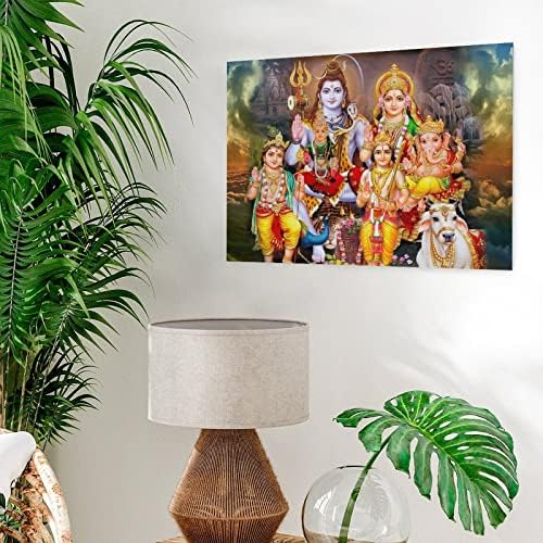 Карен Макс Шива Парвати Ганеша Индиска уметност Хинду-бог статуа платно сликарство религиозен постер wallидни уметнички слики платно wallид
